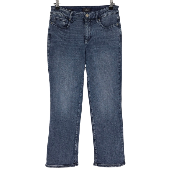 NYDJ Marilyn Straight Jeans Mid Rise Lift Tuck Sure Stretch Monet Blue Denim 8 - Picture 1 of 7